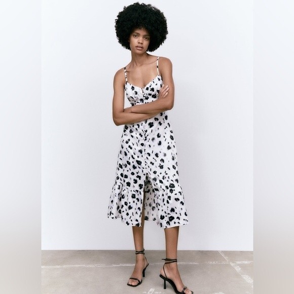 ZARA ANIMAL PRINT MIDI DRESS - Picture 1 of 4